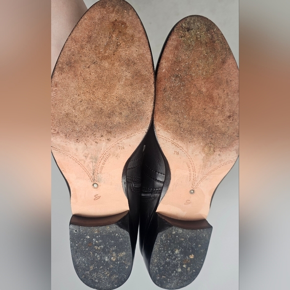 Corso Como Classic Black Leather Knee High Buckled Riding Boots Size 7.5M - Picture 11 of 16